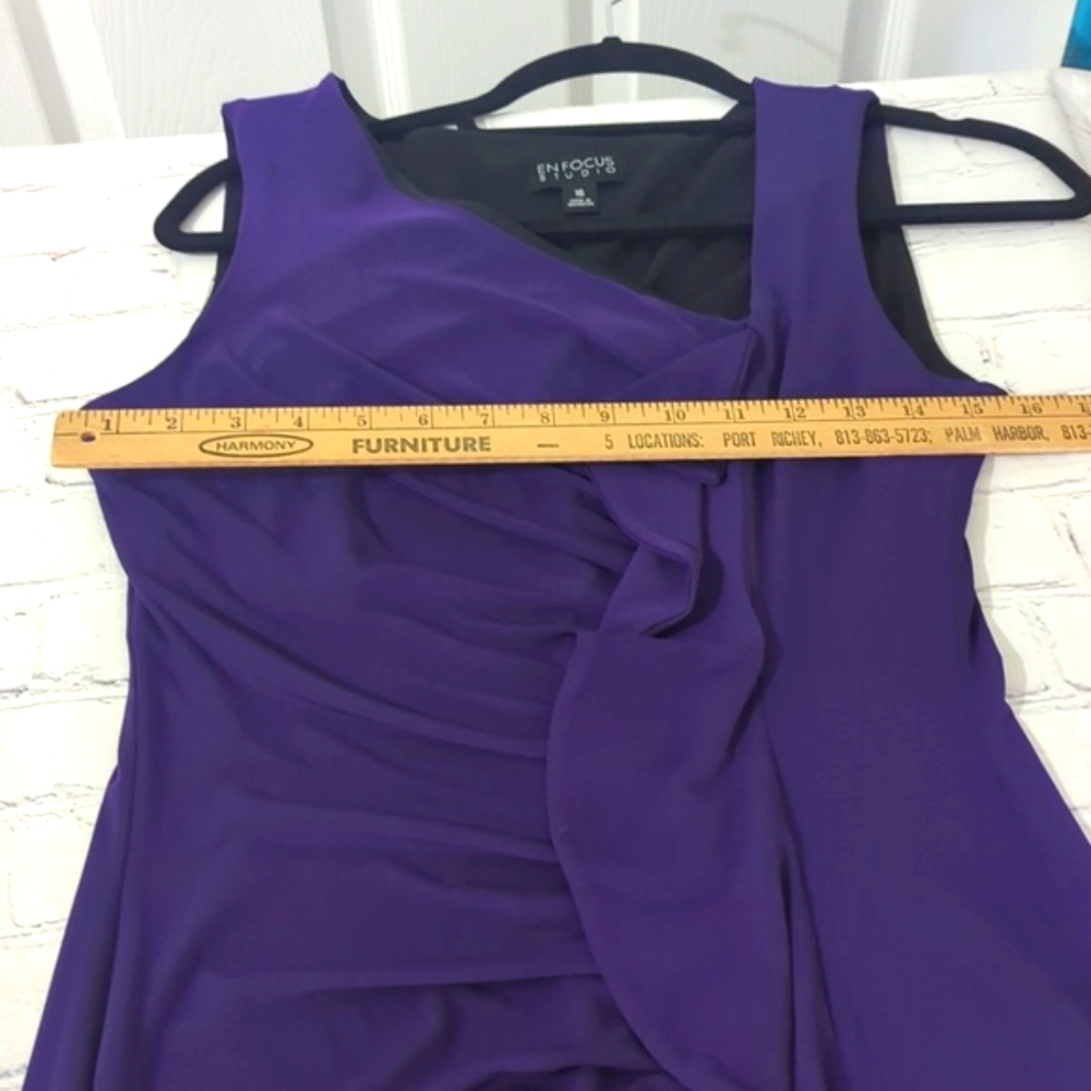 Enfocus Studio Purple Ruffle Midi Dress Size 16 - Picture 11 of 12